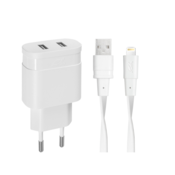 RIVACASE hišni polnilec PS4125 WD2 3,4A + podatkovno polnilni kabel Lightning Apple iPhone 13 - bel