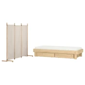 GLAMBERGET Nameštaj za spavacu sobu, 2 kom., borovina/Katorp bež, 80-160x200 cm