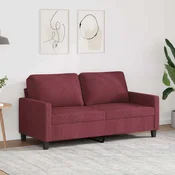 Vidaxl Kavč dvosed vinsko rdeč 140 cm blago