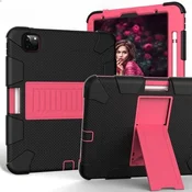 Nikcorp Oklepni etui za iPad Air 4 10.9 s stojalom in držalom za pisalo, trpežna zaščitna torbica za tablico, roza