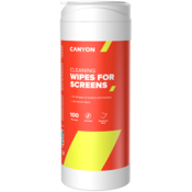 Canyon Screen Cleaning Wipes, Wet cleaning wipes made of non-woven fabric, with antistatic and disinfectant effects, 100 wipes, 80x80x185mm, 0.258kg