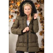 Z6763 DEWBERRY WOMENS COAT-PLAIN KHAKI