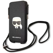 Karl Lagerfeld Handbag KLHCP12MOPHKHK 6,1 black hardcase Saffiano Ikonik Karl`s Head (KLHCP12MOPHKHK)