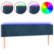 Vidaxl LED posteljno vzglavje temno modro 203x16x78/88 cm žamet
