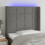 Vidaxl vidaXL Vzglavje postelje z LED diodo temno sivo 93x16x118/128 cm blago