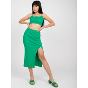 Dark green ribbed basic set with skirt RUE PARIS