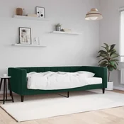 Greatstore Dnevna postelja z vzmetnico temno zelena 90x200 cm žamet