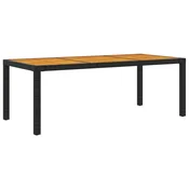 Vidaxl Vrtna miza 190x90x75 cm poli ratan in akacijev les črna