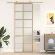 Vidaxl vidaXL Drsna vrata, zlata, 76x205 cm, matirano ESG steklo, aluminij