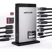 slomart WAVLINK USB C priklopna postaja za prenosnik - 3 HDMI, trojni monitor 4K, 5 USB, 2DP, za M1/M2/M3 Mac/Windows, brez polnjenja