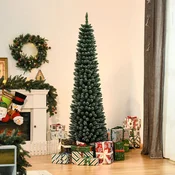 HOMCOM HOMCOM Visoko in ozko umetno zasneženo božično drevo s 570 vejami, odstranljivo in zložljivo podlago, ?53x190cm, zeleno, (20756657)