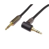 PremiumCord HQ zaščiten kabel stereo Jack 3,5 mm - Jack 3,5 mm 90° ukrivljen, 3 m