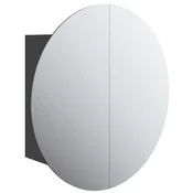 MAISON CHIC Kopalniška omarica - Kopalniški kabinet z okroglim ogledalom LED Črna 40x40x17,5 cm, (21794691)