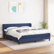 Greatstore Box spring postelja z vzmetnico modra 160x200 cm blago