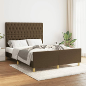 Greatstore Posteljni okvir z vzglavjem temno rjav 140x190 cm blago