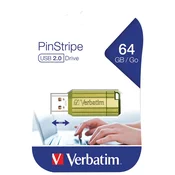 MEMORIJA USB 64GB 2.0 PINSTRIPE VERBATIM 49964 ZELENA BLISTER