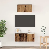 Set TV komoda Zidne 2 pcs Staro drvo Konstruirano drvo