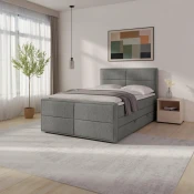 Livetastic BOXSPRING POSTELJA 140 cm  x 200 cm , les, kovina, umetna masa, tekstil srebrne barve