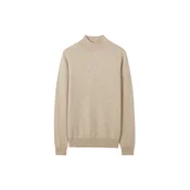 GOBI Cashmere Pulover Womens Essential Cashmere Mock Neck Sweater šampanjec