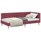 Vidaxl Kotna postelja z vzglavjem Vinorodna rdeča 80 cm x 200 cm
