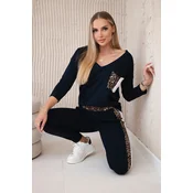 Set with a panther motif navy blue