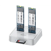 MAIWO USB Docking station 2xM.2 (SATA i NVME) K3016SD sivi