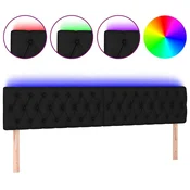 Vidaxl LED posteljno vzglavje črno 180x7x78/88 cm blago