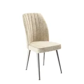 Hanah Home set trpezarijskih stolica Platinum 4 kom, krem tkanina Jerry, hromirane metalne noge