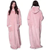 shumee ODEJICA Z MAJICO Velika topla debela ODEJICA Z MAJICO 2v1XXL Umazano roza krznena [KB-XL10]