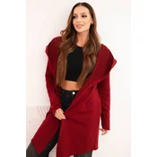 Kesi Womens cotton hoodie with an elongated front burgundy