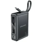 Awei AWEI POWERBANK Z VGRAJENIM KABLOM 10000MAH ZA TELEFONE S HITRIM POLNJENJEM 30W