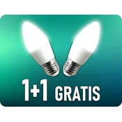 Spectrum LED LED žarnica E27,1W (90-100LM), sveča, 1+1 gratis! Farba svetla: Hladna bela [WOJ+14456]