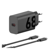 MOTOROLA TURBOPOWER mrežni punjac s Type-C prikljuckom, 68 W, PD brzi punjac + Type-C kabel, CRNA