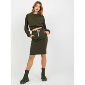 Womens basic set skirt and sweatshirt - khaki