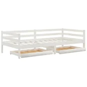 Vidaxl Dnevna postelja s predali 90x200 cm bela trdna borovina