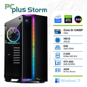 PCPLUS Storm i5-12400F 8GB 512GB NVMe SSD GeForce RTX 3050 8GB GDDR6 Windows 11 Home RGB gaming desktop