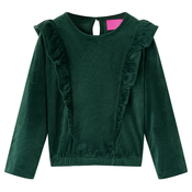 vidaXL Otroška bluza z naborki temno zelena 104, (21048095)