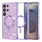 TPU gel ovitek Techsuit Luxury Glitter MagSafe za Samsung Galaxy S25 Ultra - light purple