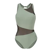 ARENA Enodelne kopalke Mesh Vent Back Angle pastelno zelena/črna