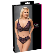 Cottelli Curves Plus Size - komplet modrčkov s prosojnim vzorcem (vijolična)