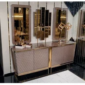 Casa Padrino luxury furniture set gray/gold - 1 Luxury Sideboard with 4 Doors & 3 Luxury Mirrors - Luxury furniture - Luxury collection