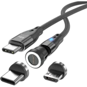 Infostyle Magnetni polnilni kabel 2v1 (USB C, Micro USB) 1m Črna