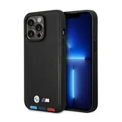 shumee BMW usnjen ovitek Hot Stamp Tricolor MagSafe za iPhone 14 Pro (črn)