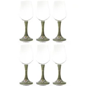 Casa Padrino luxury wine glass set of 6 olive green/multicolored H. 23.5 cm - Handmade & hand-painted wine glasses - Hotel & Restaurant Accessories - Luxury quality - Made in Italy