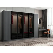 Hanah Home Garderober Kale Plus-7805, 270x210x52 cm, Crno-sivi