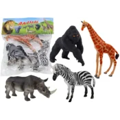 slomart Komplet afriških živalskih figuric - Žirafa, Gorila, Zebra, Nosorog LEAN TOYS