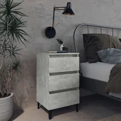 Nocni ormaric s metalnim nogama boja betona 40 x 35 x 69 cm