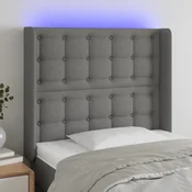 Vidaxl vidaXL Vzglavje postelje z LED diodo temno sivo 83x16x118/128 cm blago