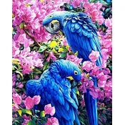 shumee Diamantno vezenje modri kakadu 55x75 cm