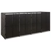 vidaXL Lopa za štiri smetnjake črna 274x80x117 cm poli ratan